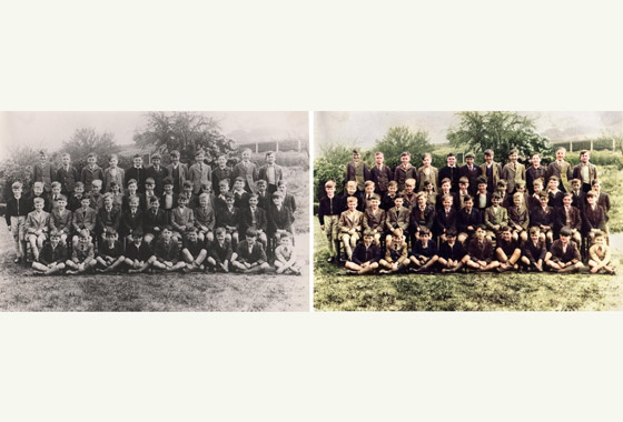 1940's school pupils Image restored and Coloured