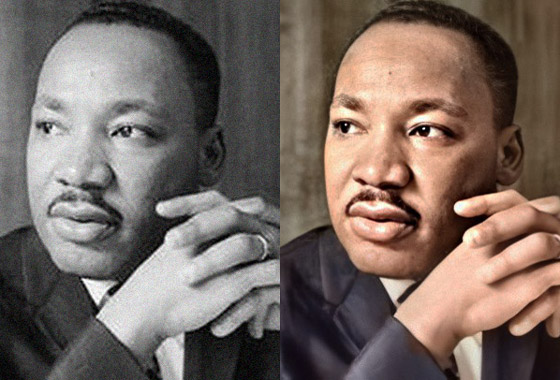 1960's famous image of Martin Luther King after being restored, Coloured and HD Super Enhanced