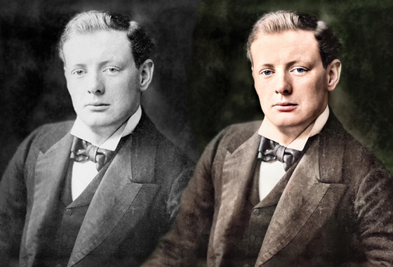 Image of a young Winston Churchill restored, Coloured and HD Enhanced