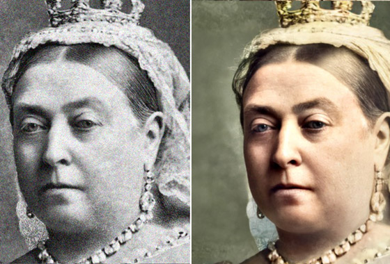 Close up image of Queen Victoria after being restored, Coloured and HD Super Enhanced