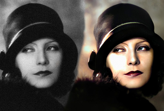 Image of Greta Garbo restored, Coloured and HD Enhanced