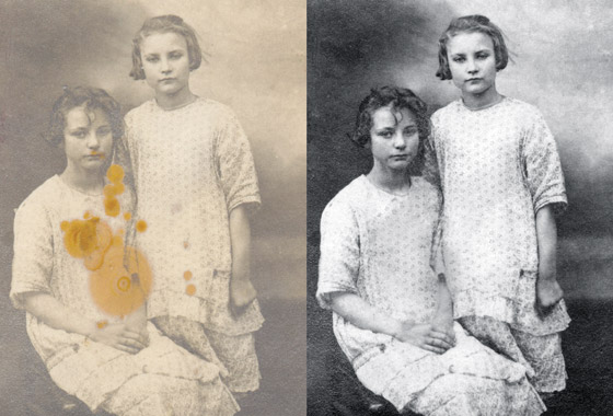 Full restoration completed of faded image with major discolouration.