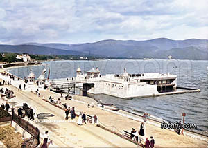 An old Warrenpoint photo that has been restored, HD enhanced and coloured of the swimming baths and sea front