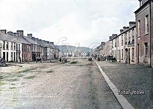 An old Warrenpoint photo that has been restorted, colourised and HD enhanced of Church Street leading to the Square.