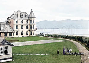 Old image of The Great Northern Hotel, Warrenpoint that has been restored and colourised