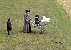 A Victorian image of a young lady and her children enjoying the grounds of the Great Northern Hotel in Warrenpoint. The Image has been fully restored, HD enhanced and colourised.