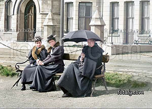 A Victorian image of ladies enjoying the seafront near the Great Northern Hotel. The image has been fully restored and colourised.