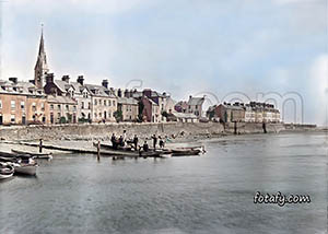 A Victorian image of boatmen at the pier adjacent to Havelock Place. The image has been restored, HD enhanced and colourised.