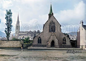 An old image that has been restored, HD enhanced and colourised of the Methodist Church in Warrenpoint.