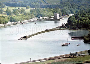 An old image of Narrow Water Castle and Newry river. The image has been fully restored and colourised.